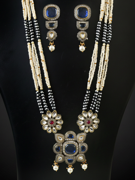 Jadau Pearl Kundan Necklace Set