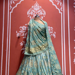 Pure Gazi Satin Silk Gota Mandana Lehenga