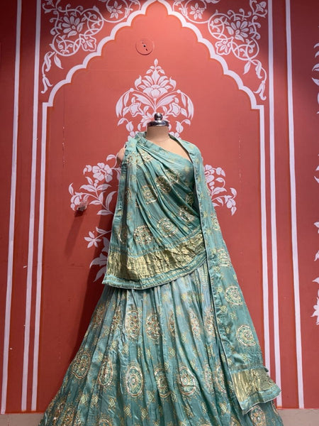 Pure Gazi Satin Silk Gota Mandana Lehenga