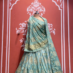 Pure Gazi Satin Silk Gota Mandana Lehenga