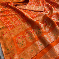 Pure soft munga silk banarasi weaving