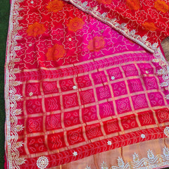 Pure Upada gaji pallo Hand gotta Pati work bandhej saree