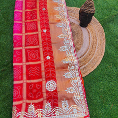 Pure Upada gaji pallo Hand gotta Pati work bandhej saree