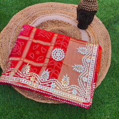 Pure Upada gaji pallo Hand gotta Pati work bandhej saree