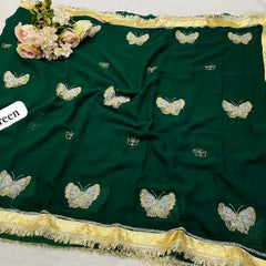 ORIGINAL THAKURJI GEORGETTE TARA SITARA KATDANA WORK Saree