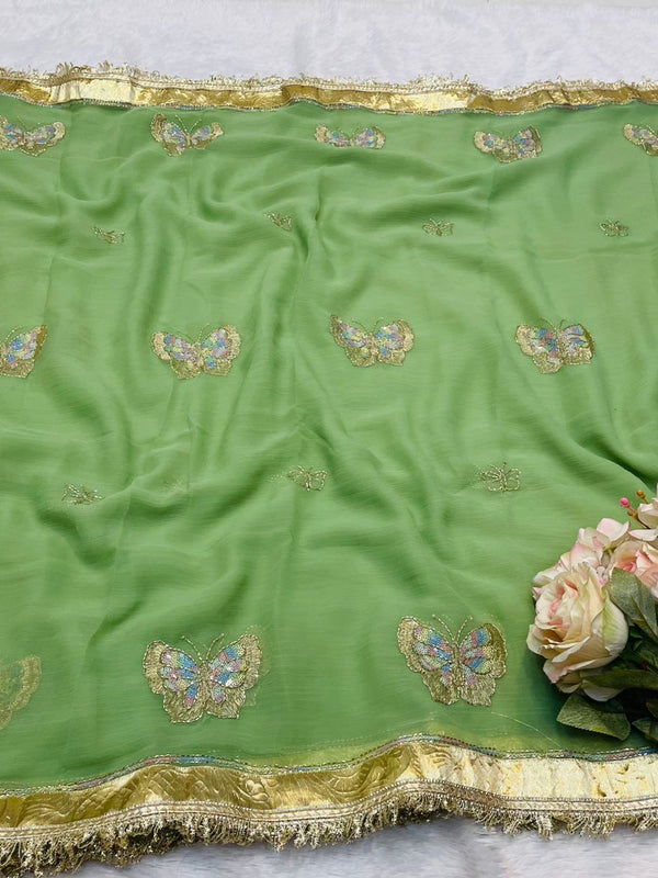 ORIGINAL THAKURJI GEORGETTE TARA SITARA KATDANA WORK Saree