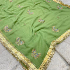ORIGINAL THAKURJI GEORGETTE TARA SITARA KATDANA WORK Saree