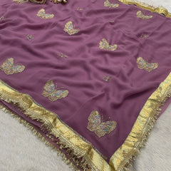 ORIGINAL THAKURJI GEORGETTE TARA SITARA KATDANA WORK Saree