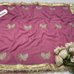 ORIGINAL THAKURJI GEORGETTE TARA SITARA KATDANA WORK Saree