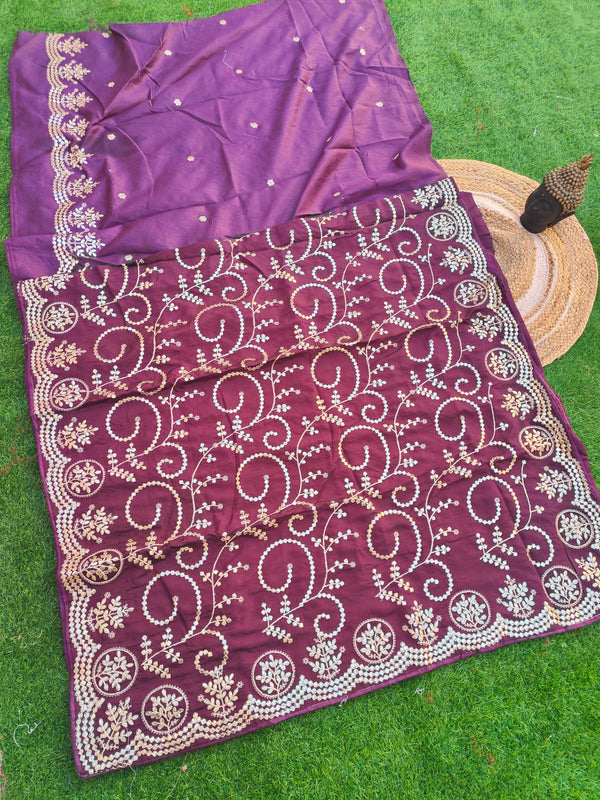 HO Silk fabric jaal vark saree