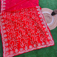 HO Silk fabric jaal vark saree