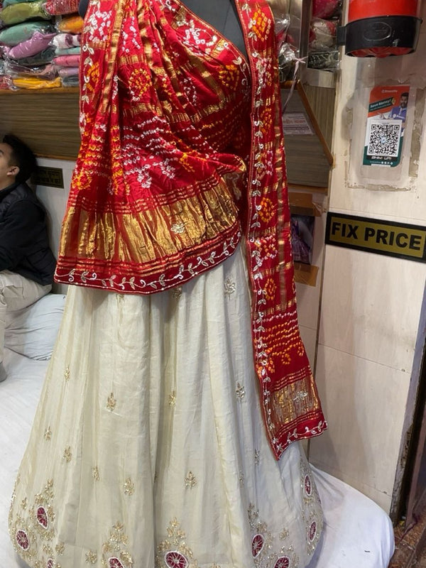 Pure Gazi Satin Silk Handwork Lehenga