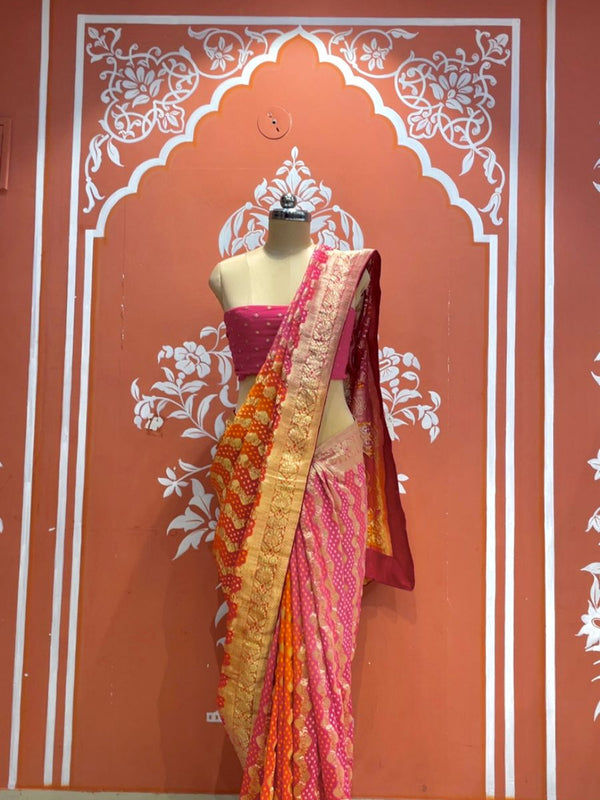 Pure Khaddi Georgette Multicolour Saree