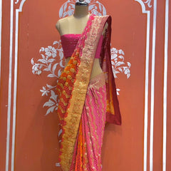 Pure Khaddi Georgette Multicolour Saree