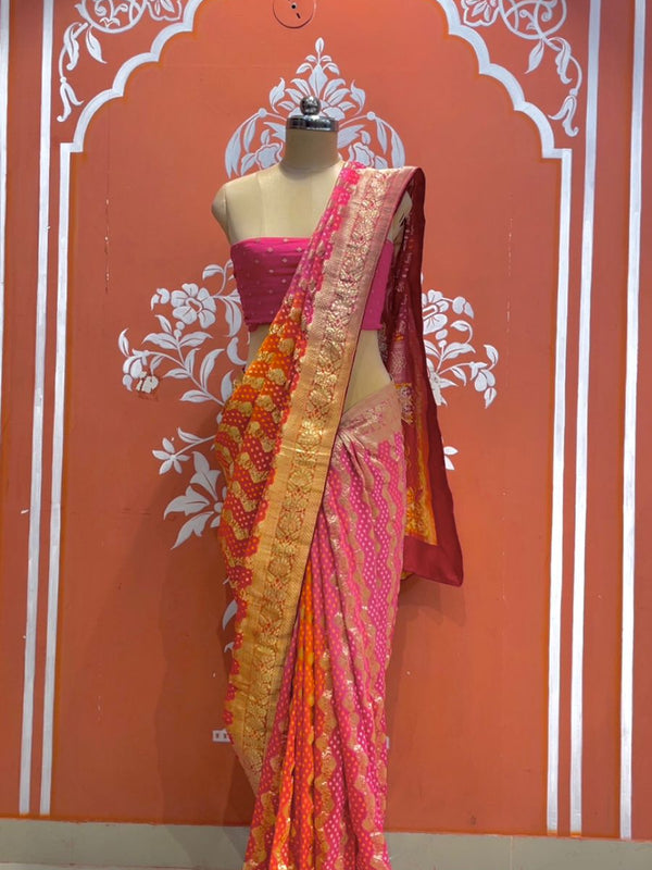 Pure Khaddi Georgette Multicolour Saree