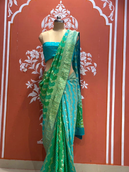 Pure Khaddi Georgette Multicolour Saree