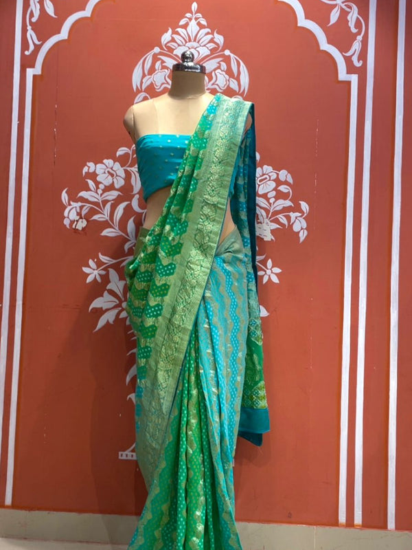 Pure Khaddi Georgette Multicolour Saree