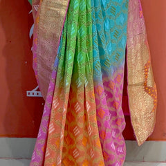 Pure Khaddi Georgette Multicolour Saree