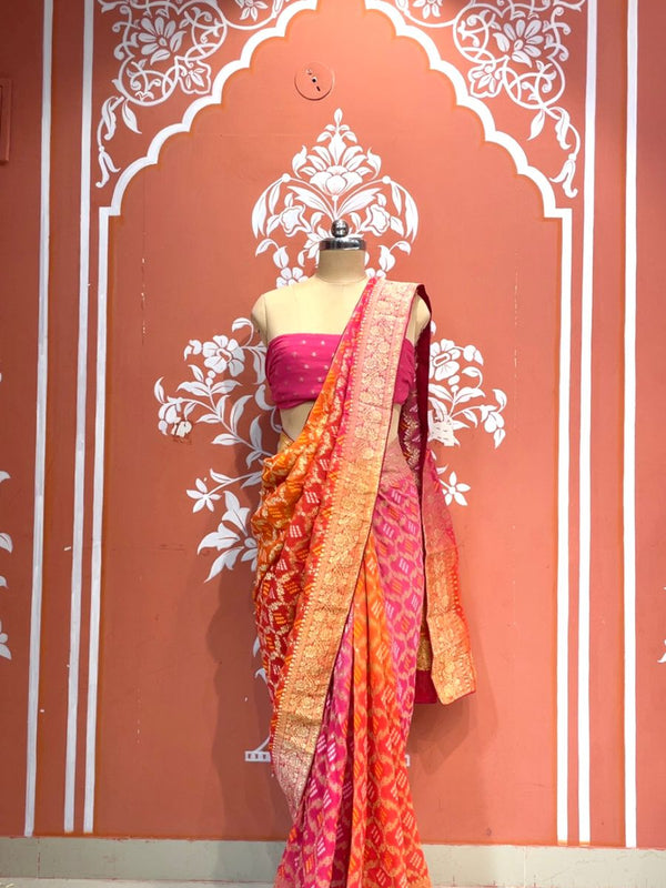 Pure Khaddi Georgette Multicolour Saree