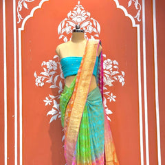 Pure Khaddi Georgette Multicolour Saree