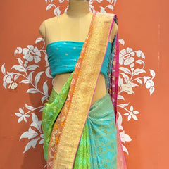 Pure Khaddi Georgette Multicolour Saree