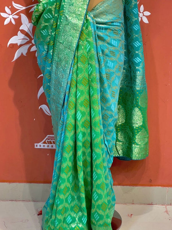 Pure Khaddi Georgette Multicolour Saree