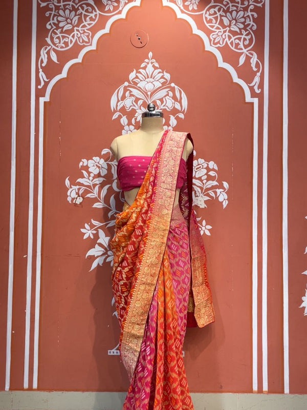 Pure Khaddi Georgette Multicolour Saree