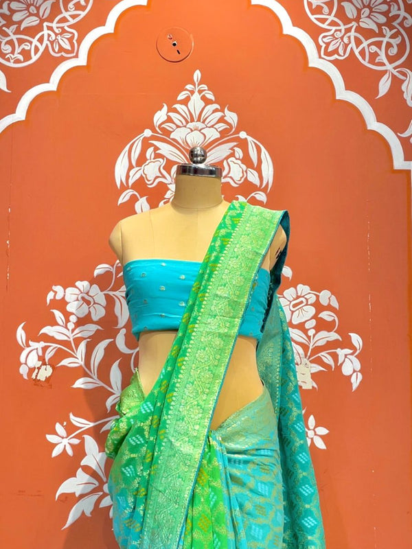 Pure Khaddi Georgette Multicolour Saree