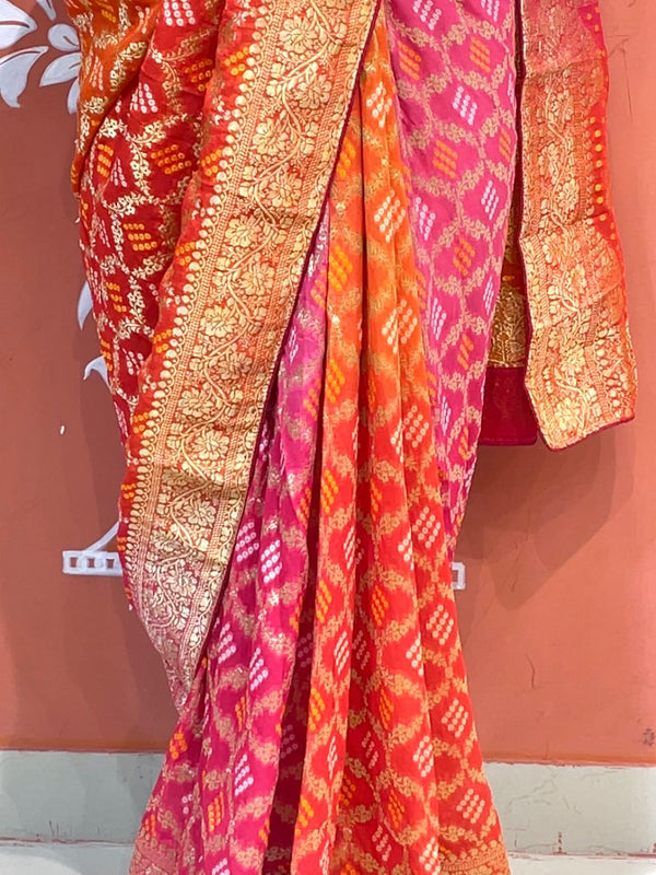 Pure Khaddi Georgette Multicolour Saree
