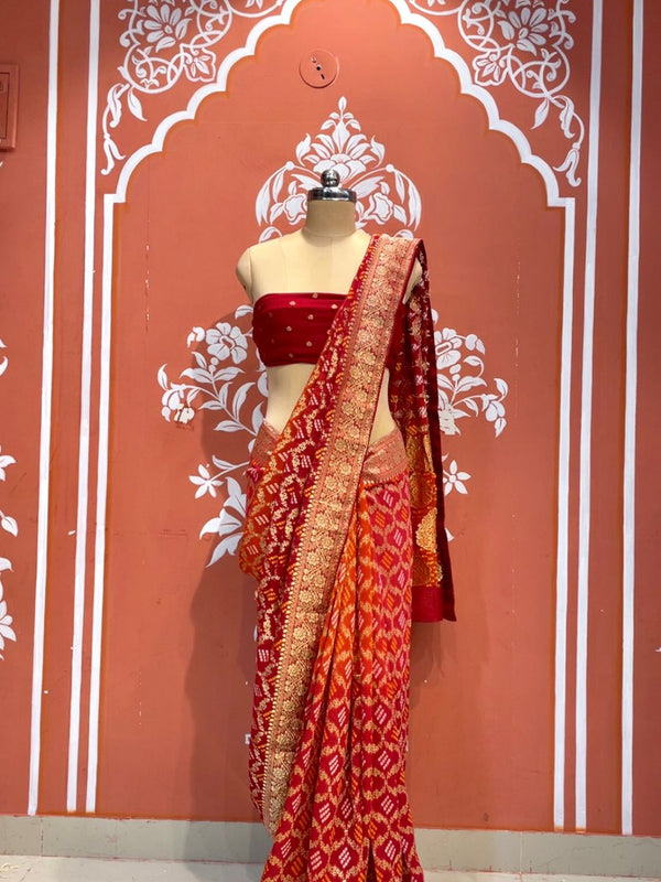 Pure Khaddi Georgette Multicolour Saree