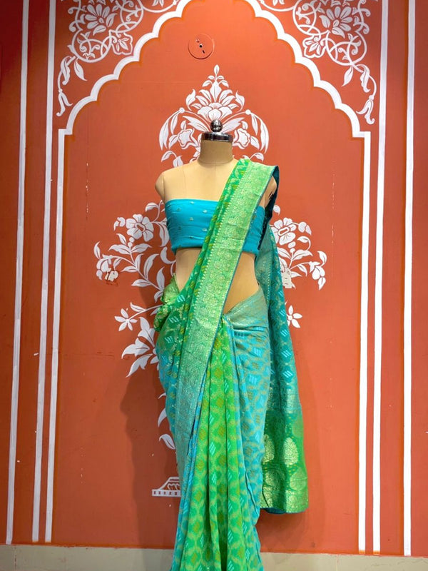 Pure Khaddi Georgette Multicolour Saree