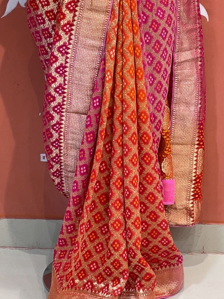 Pure Khaddi Georgette Multicolour Saree