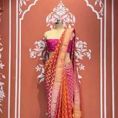 Pure Khaddi Georgette Multicolour Saree