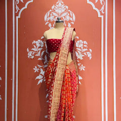 Pure Khaddi Georgette Multicolour Saree