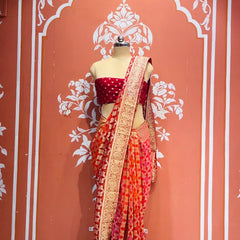 Pure Khaddi Georgette Multicolour Saree