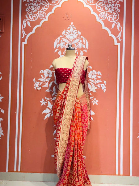 Pure Khaddi Georgette Multicolour Saree