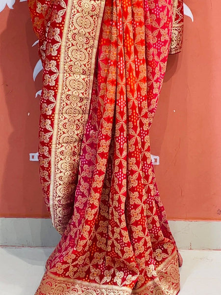 Pure Khaddi Georgette Multicolour Saree