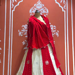 Pure Gazi Satin Silk and Tissue Kacchi Patti lehenga
