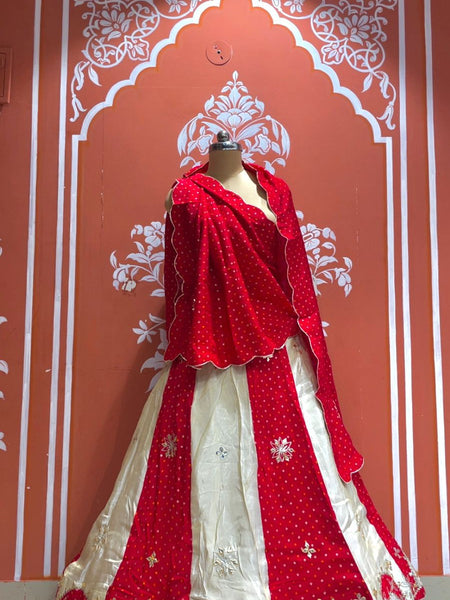 Pure Gazi Satin Silk and Tissue Kacchi Patti lehenga