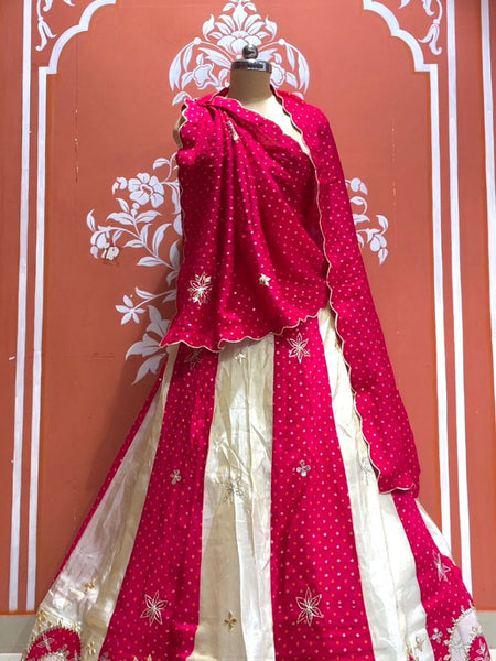 Pure Gazi Satin Silk and Tissue Kacchi Patti lehenga