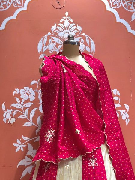 Pure Gazi Satin Silk and Tissue Kacchi Patti lehenga
