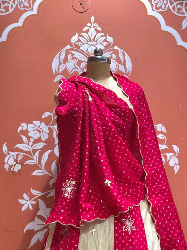 Pure Gazi Satin Silk and Tissue Kacchi Patti lehenga