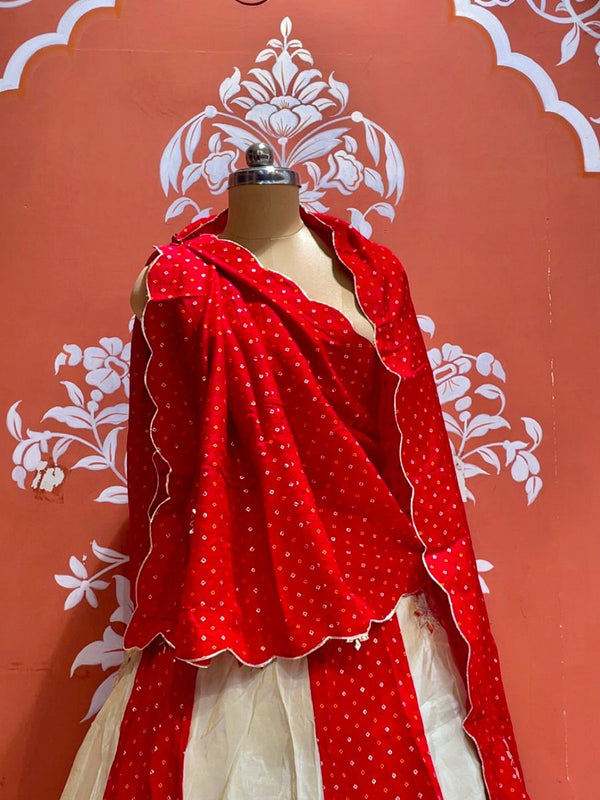 Pure Gazi Satin Silk and Tissue Kacchi Patti lehenga
