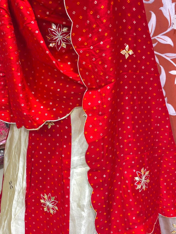 Pure Gazi Satin Silk and Tissue Kacchi Patti lehenga