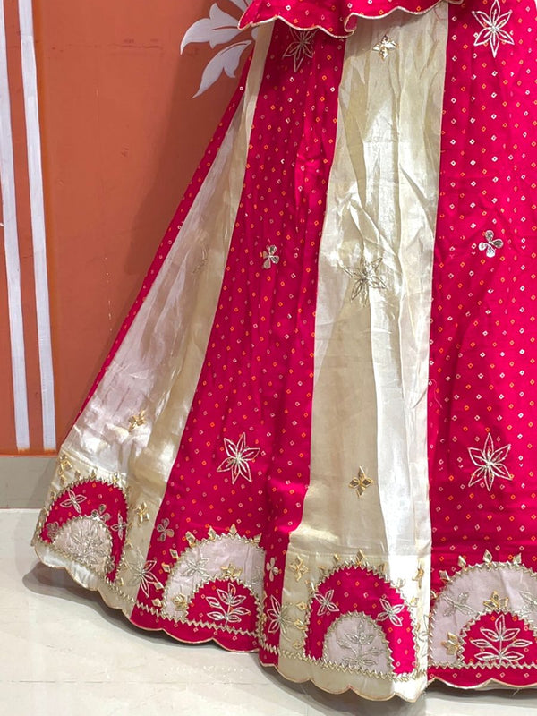 Pure Gazi Satin Silk and Tissue Kacchi Patti lehenga