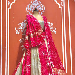 Pure Gazi Satin Silk and Tissue Kacchi Patti lehenga
