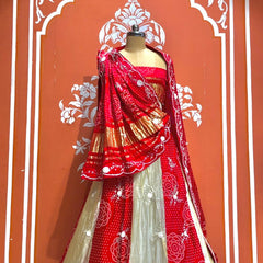 Pure Gazi Satin Silk and Tissue Kacchi Patti lehenga