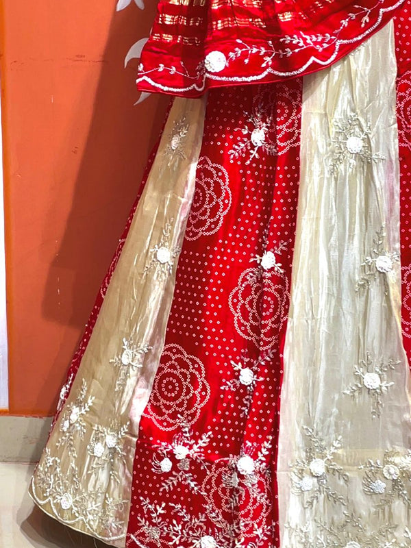 Pure Gazi Satin Silk and Tissue Kacchi Patti lehenga