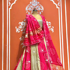Pure Gazi Satin Silk and Tissue Kacchi Patti lehenga