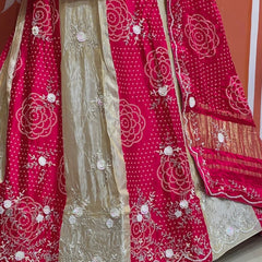 Pure Gazi Satin Silk and Tissue Kacchi Patti lehenga
